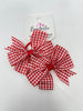 3 Inch Pinwheel Bow Thin Elastic - Red Gingham - 2 Pack