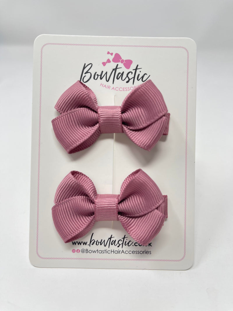 2 Inch Flat Bows Style 2 - Rosy Mauve - 2 Pack