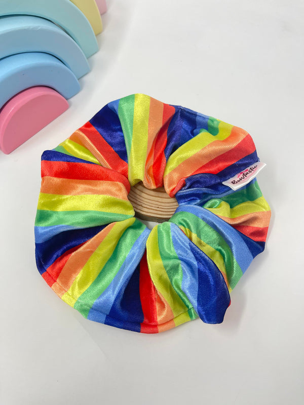 XL Velvet Scrunchie - Rainbow Stripe