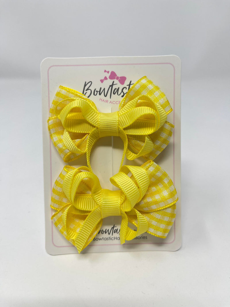 2.5 Inch Bows - Yellow Gingham - 2 Pack