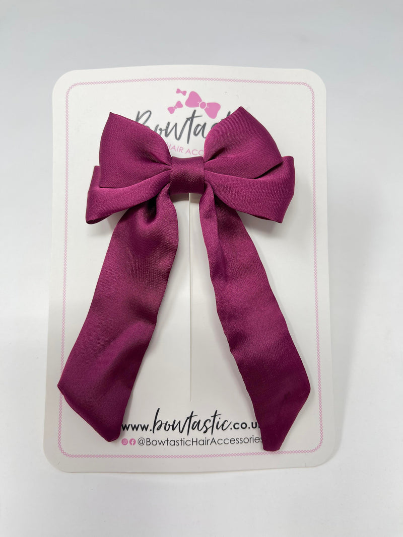 3 Inch Satin Tail Bow - Raspberry Rose