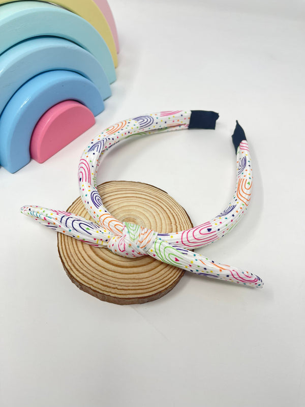 Ribbed Knot Headband - Rainbow Spot