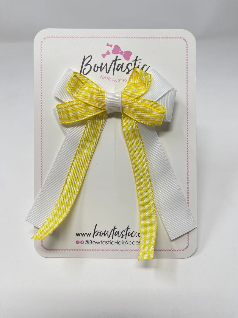 3 Inch Loop Tail Bow - Yellow & White Gingham