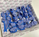 School Bundle - 5 Matching Pairs Bobbles - Royal Blue Gingham