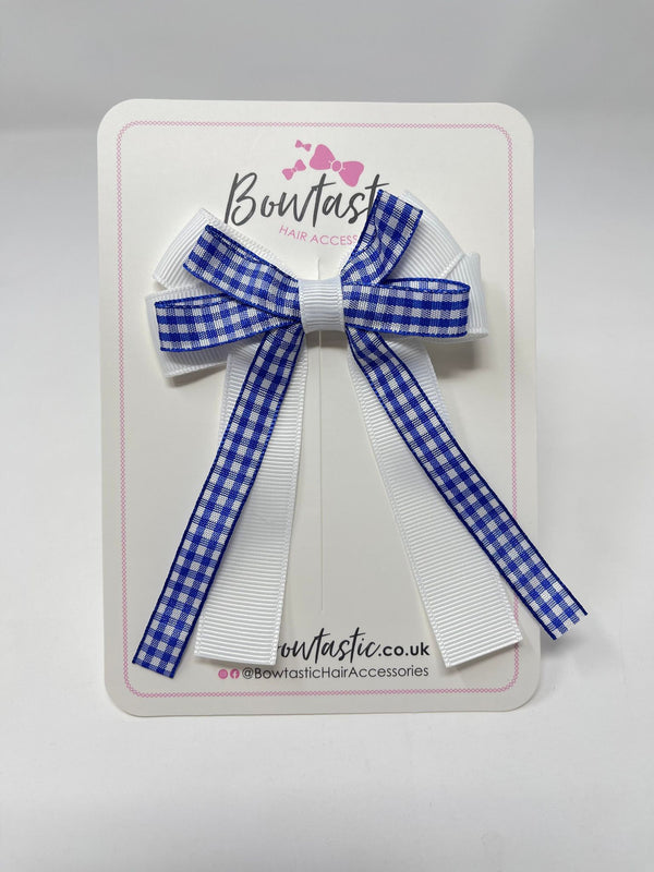 3 Inch Loop Tail Bow - Royal Blue & White Gingham