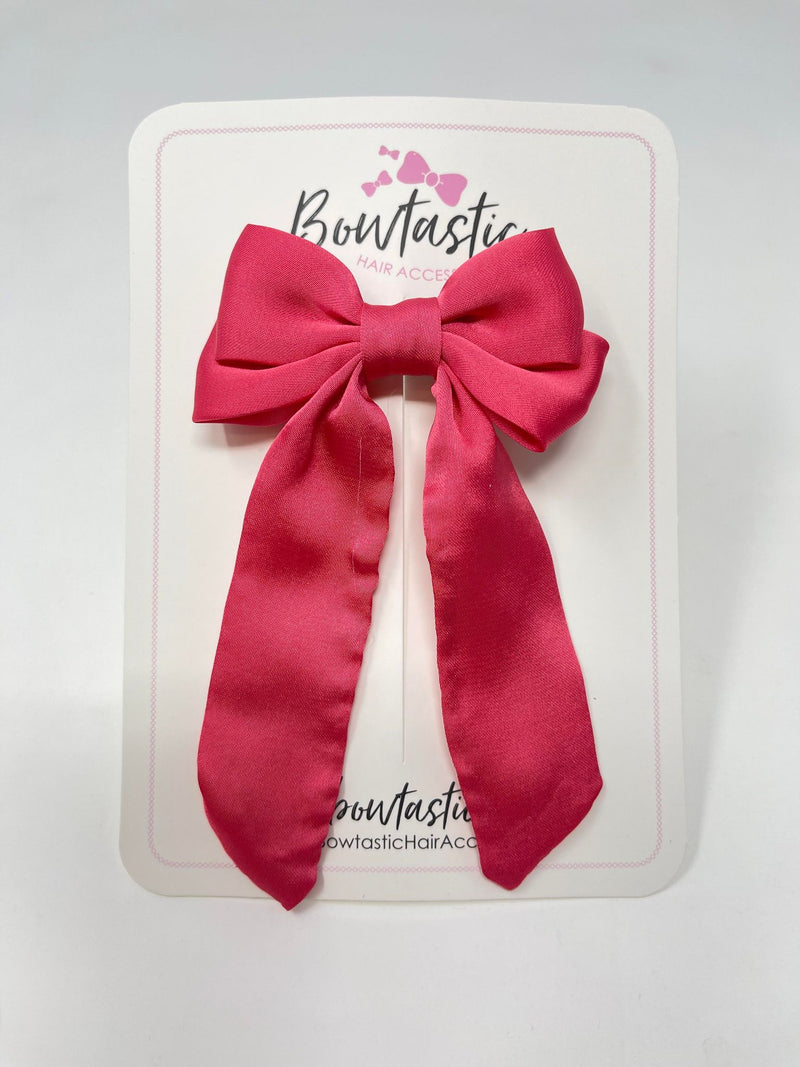 3 Inch Satin Tail Bow - Coral Rose