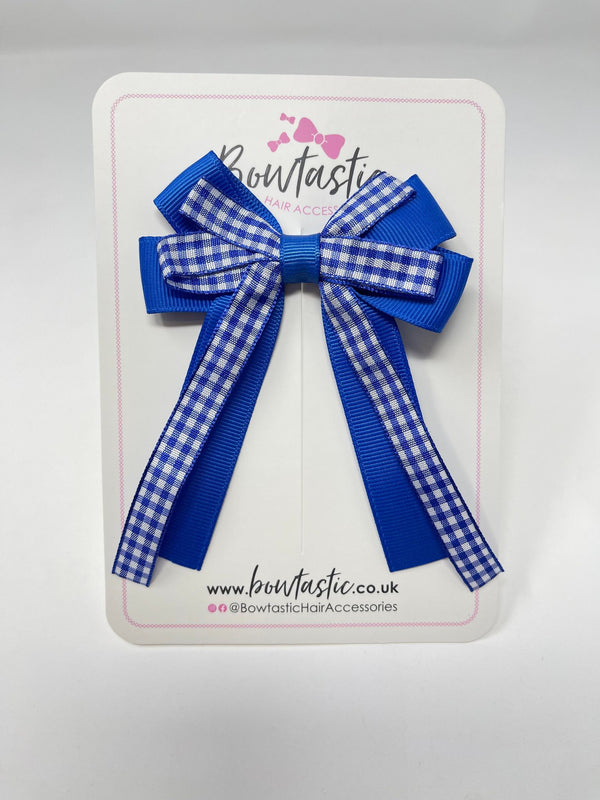 3 Inch Loop Tail Bow - Royal Blue Gingham