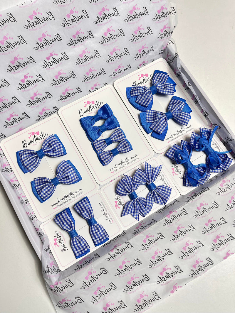 School Gingham Bundle - Royal Blue Gingham - 14 Pack