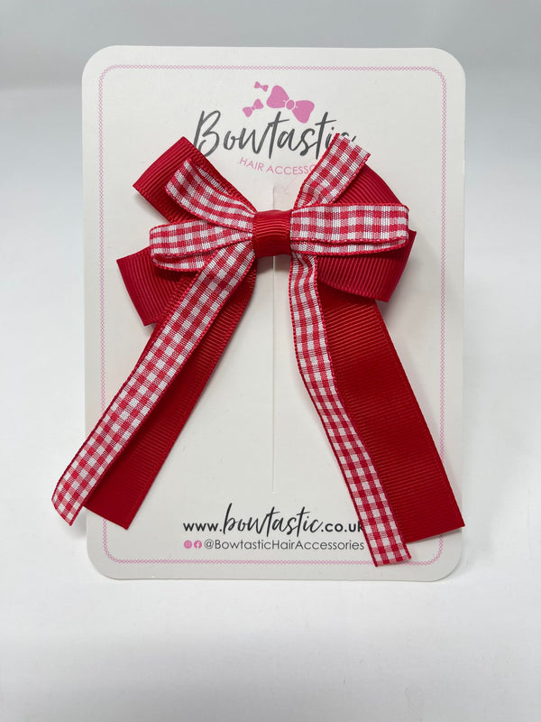 3 Inch Loop Tail Bow - Red Gingham