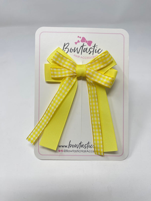 3 Inch Loop Tail Bow - Yellow Gingham
