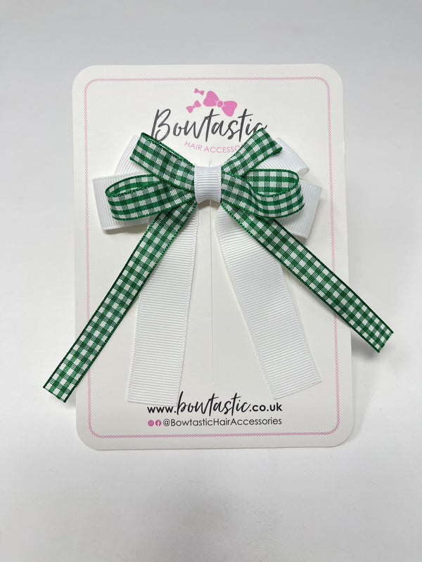 3 Inch Loop Tail Bow - Green & White Gingham