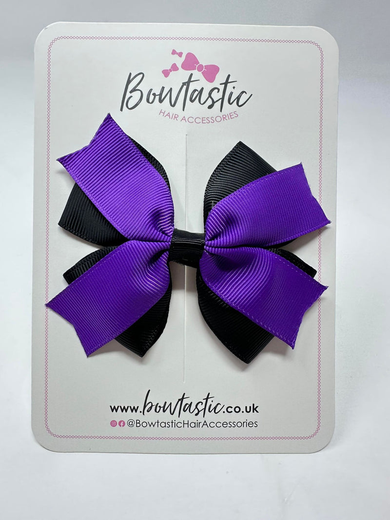 3.5 Inch 2 Layer Bow - Purple & Black