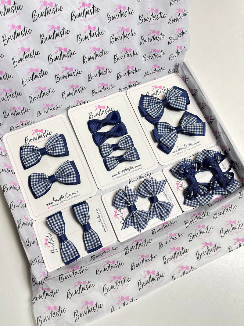 School Gingham Bundle - Navy Gingham - 14 Pack