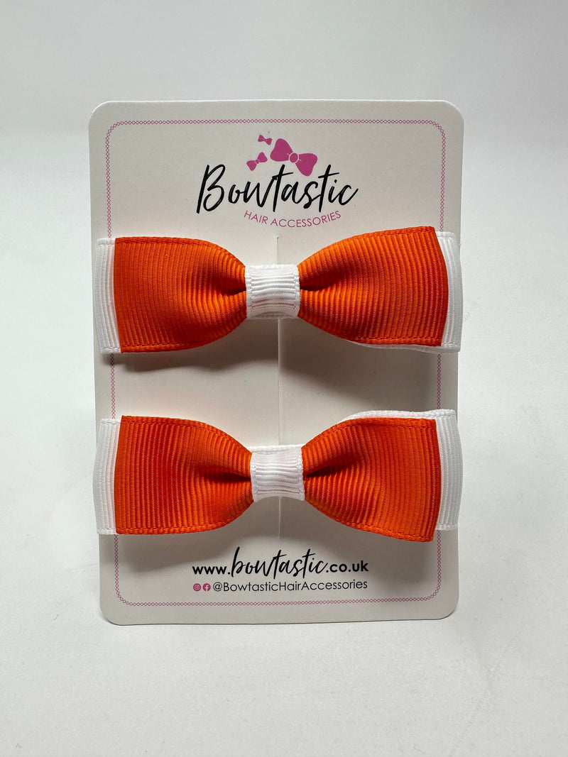 2.75 Inch Flat Bows - Orange & White - 2 Pack