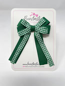 3 Inch Loop Tail Bow - Forest Green & Green Gingham