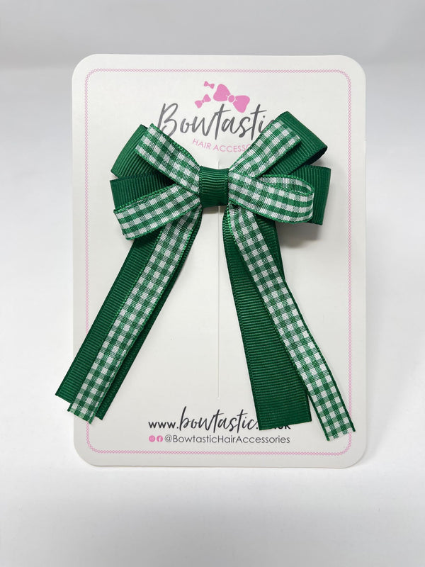 3 Inch Loop Tail Bow - Green Gingham