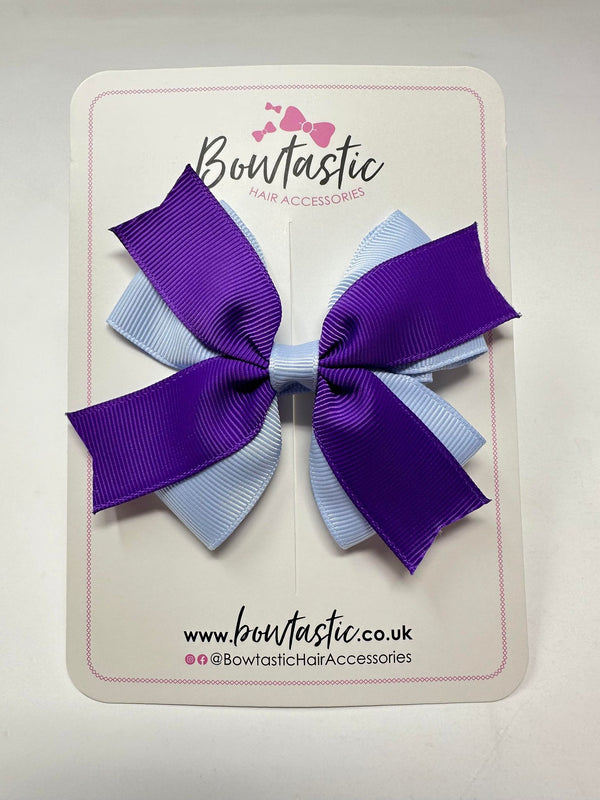 3.5 Inch 2 Layer Bow - Purple & Bluebell