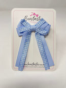 3 Inch Loop Tail Bow - Light Blue Gingham