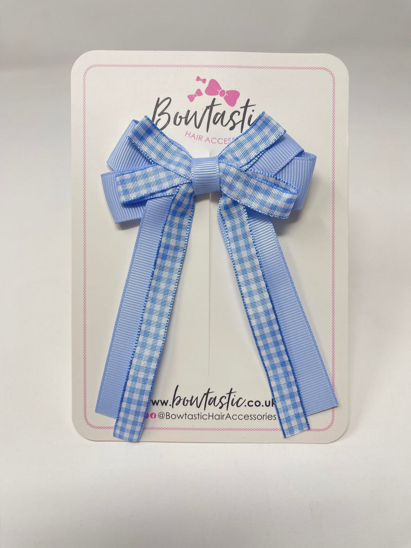 3 Inch Loop Tail Bow - Blue Gingham