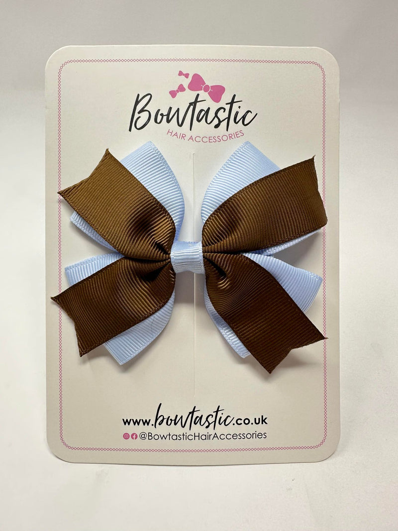 3.5 Inch 2 Layer Bow - Turftan & Bluebell