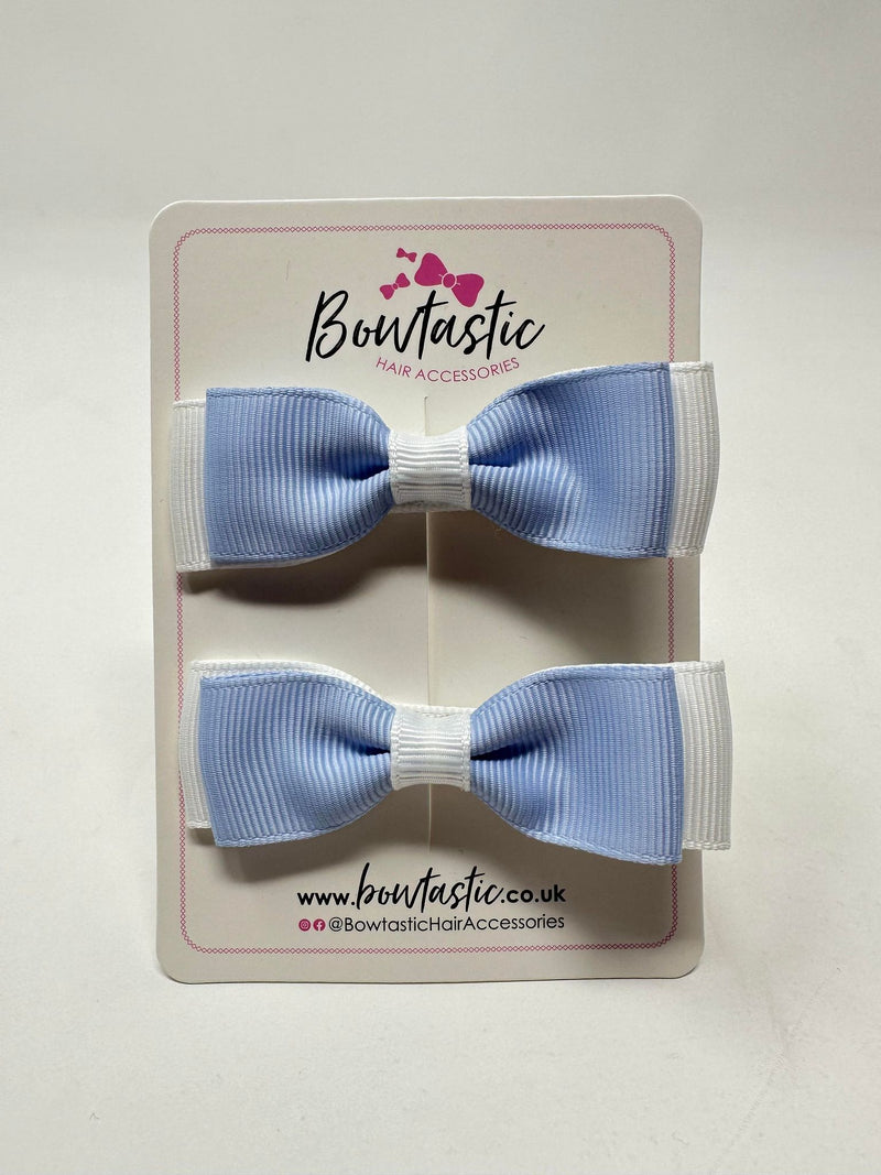 2.75 Inch Flat Bows - Bluebell & White - 2 Pack