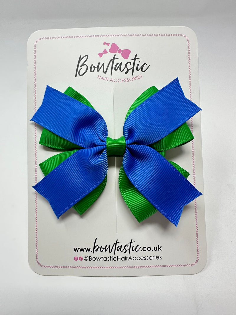 3.5 Inch 2 Layer Bow - Royal Blue & Emerald Green