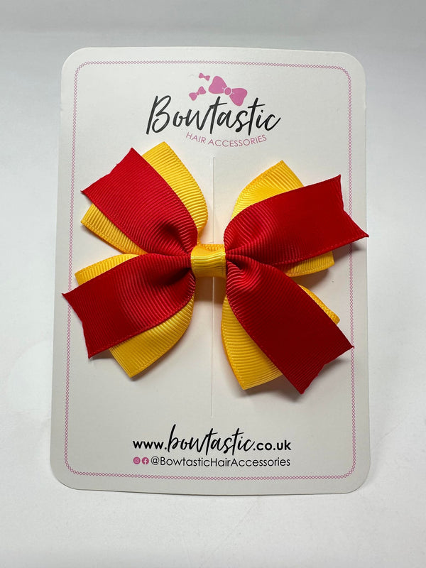 3.5 Inch 2 Layer Bow - Red & Yellow Gold