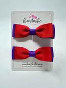 2.75 Inch Flat Bows - Purple & Red - 2 Pack