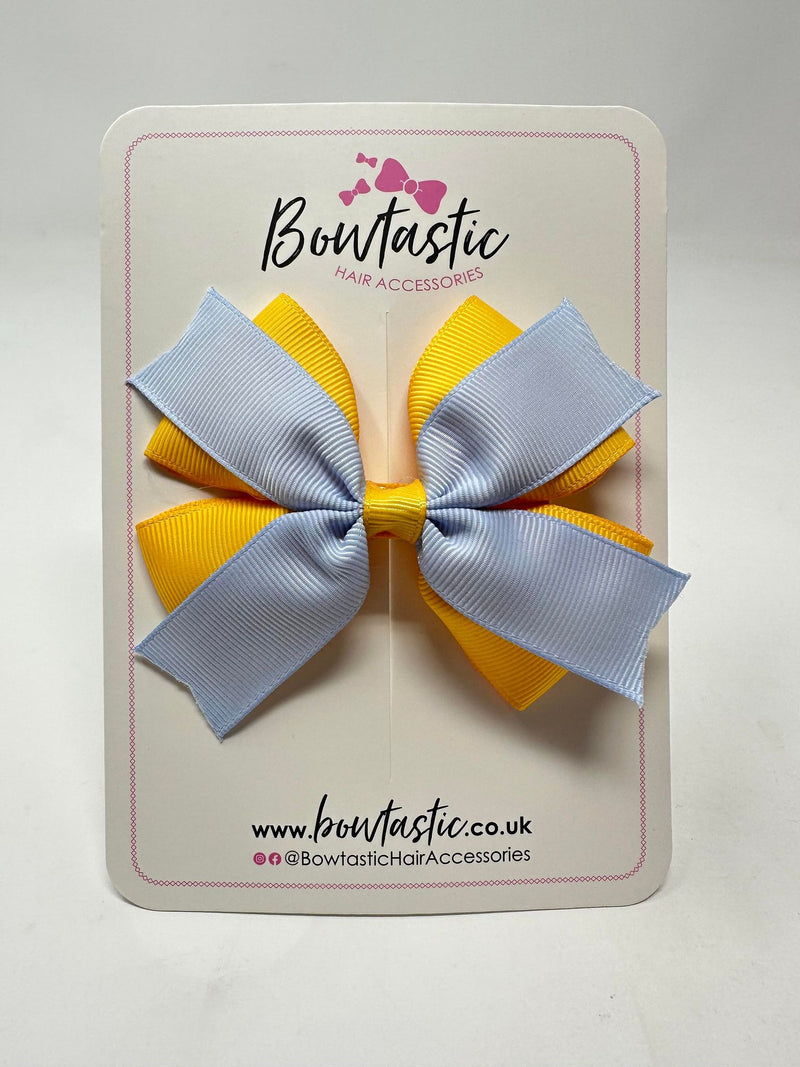 3.5 Inch 2 Layer Bow - Bluebell & Yellow Gold