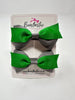 2.75 Inch 2 Layer Tuxedo Bow - Emerald Green & Metal Grey - 2 Pack