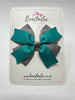 3.5 Inch 2 Layer Bow - Jade Green & Metal Grey
