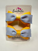 2.75 Inch 2 Layer Tuxedo Bow - Bluebell & Yellow Gold - 2 Pack