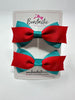 2.75 Inch 2 Layer Tuxedo Bow - Jade Green & Red - 2 Pack