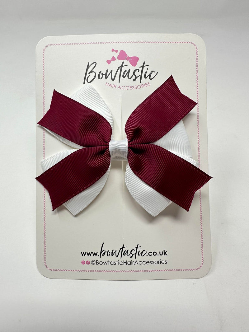 3.5 Inch 2 Layer Bow - Wine & White