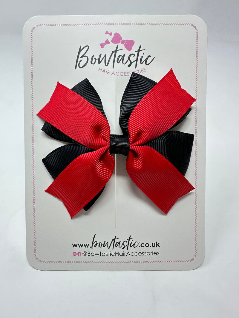 3.5 Inch 2 Layer Bow - Red & Black