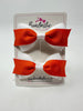 2.75 Inch 2 Layer Tuxedo Bow - Orange & White - 2 Pack