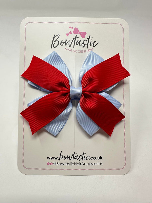 3.5 Inch 2 Layer Bow - Red & Bluebell