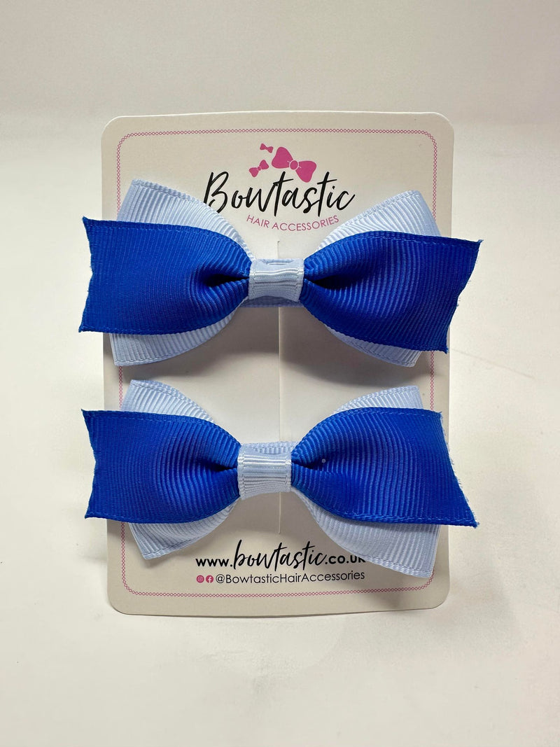 2.75 Inch 2 Layer Tuxedo Bow - Royal Blue & Bluebell - 2 Pack