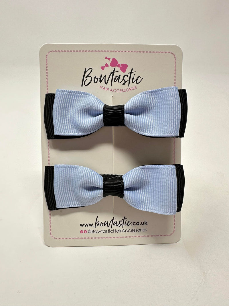 2.75 Inch Flat Bows - Bluebell & Black- 2 Pack