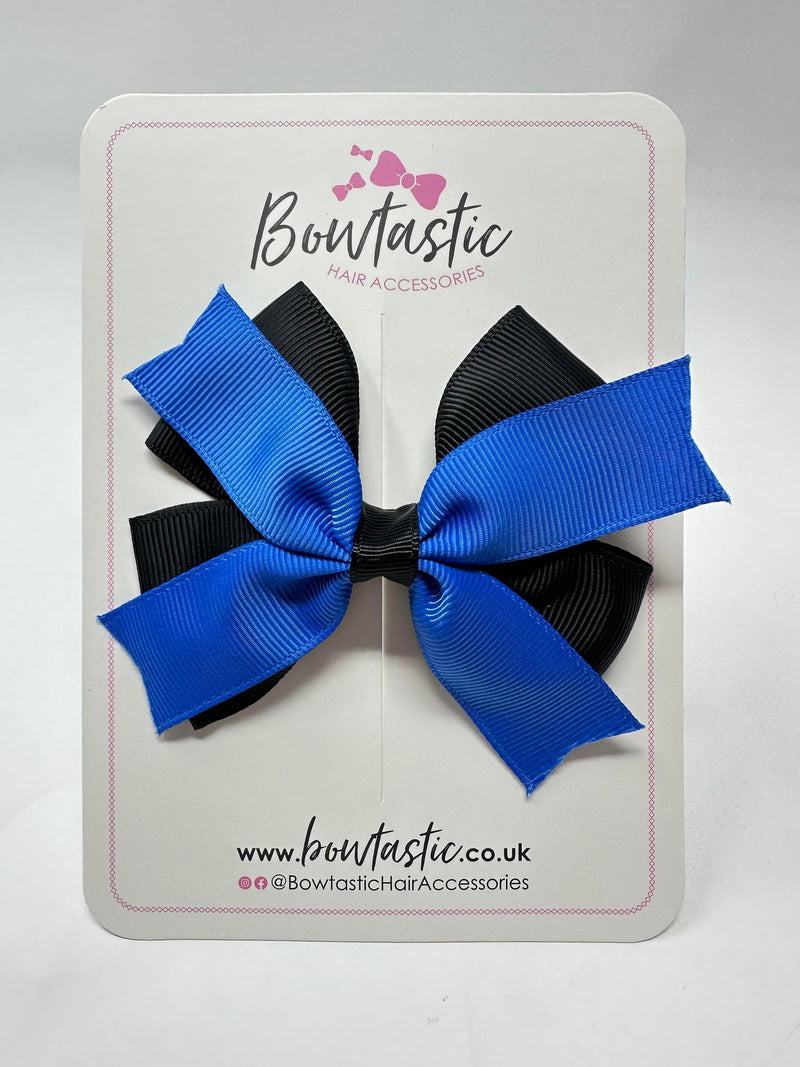 3.5 Inch 2 Layer Bow - Royal Blue & Black