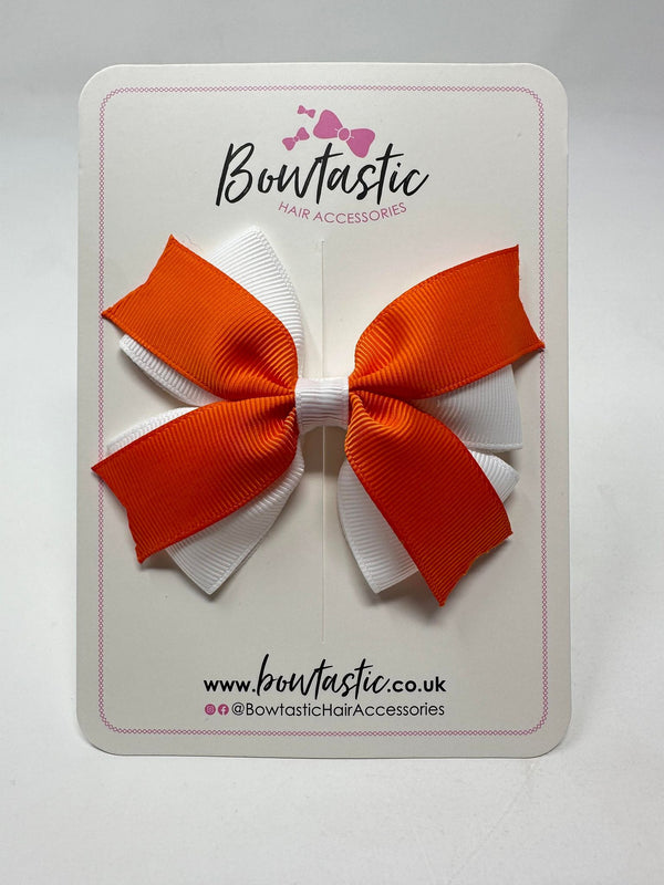 3.5 Inch 2 Layer Bow - Orange & White