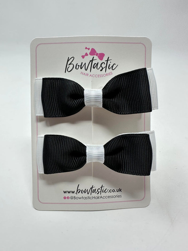 2.75 Inch Flat Bows - Black & White - 2 Pack