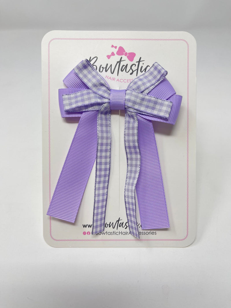 3 Inch Loop Tail Bow - Lilac Gingham