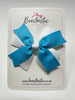 3.5 Inch 2 Layer Bow - Turquoise & White