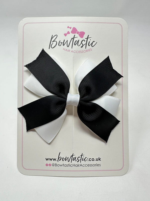 3.5 Inch 2 Layer Bow - Black & White