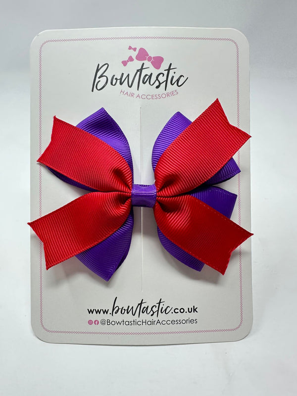 3.5 Inch 2 Layer Bow - Red & Purple