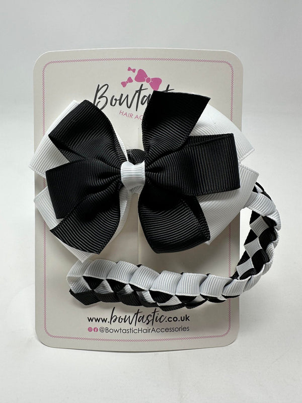 4 Inch Bow Bun Wrap - Black & White