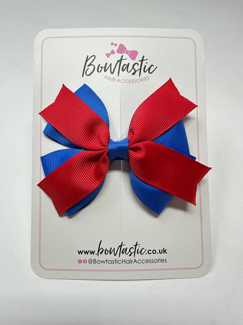 3.5 Inch 2 Layer Bow - Royal Blue & Red