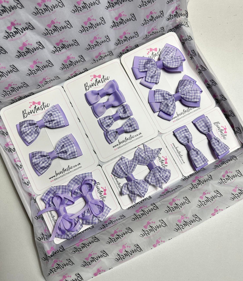 School Gingham Bundle - Lilac Gingham - 14 Pack