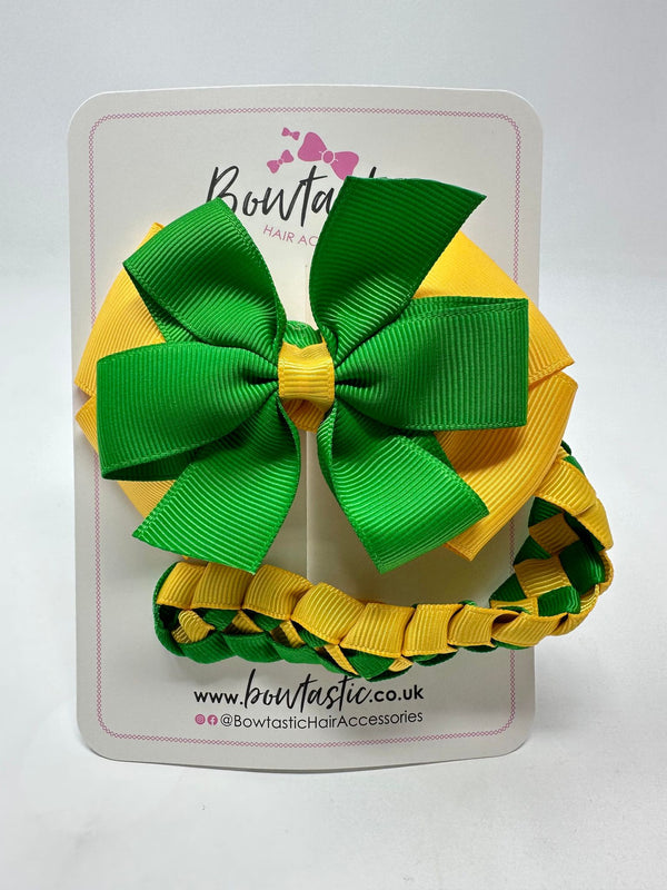 4 Inch Bow Bun Wrap - Emerald Green & Yellow Gold